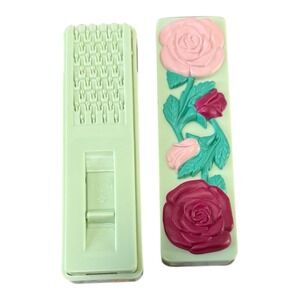 Vintage Avon‎ Push up brush mirror Set 1970s floral purse pocket collectible